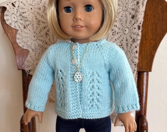 18 inch doll clothes: Light Blue/Aqua Sweater