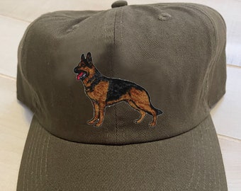 Embroidered Hat Baseball Cap with German Shepherd Dog and Custom Personalization Options