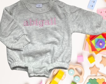 Embroidered Custom Baby Name Sweatshirt Bubble Onesie