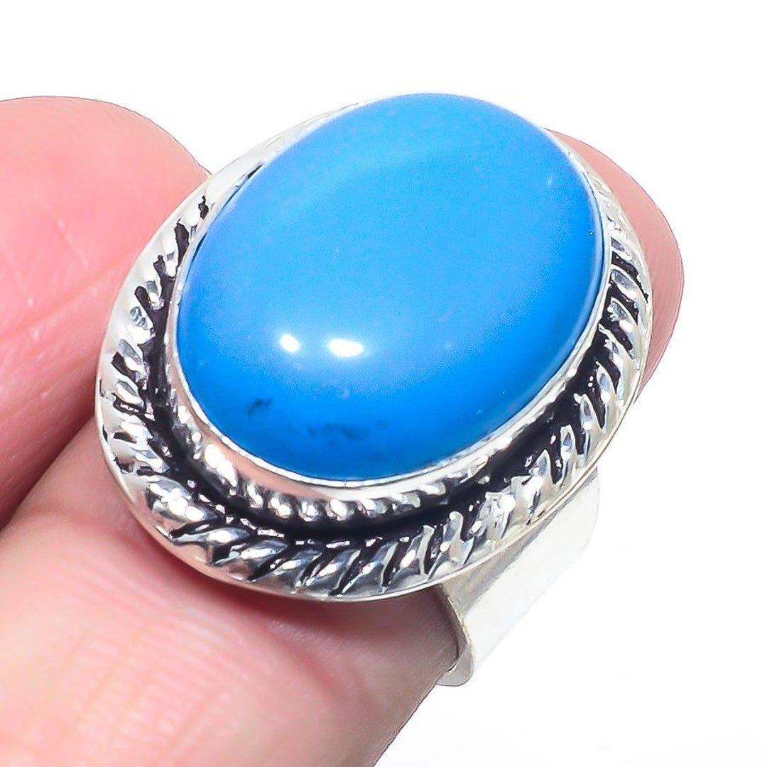 Sleeping Beauty Turquoise Ring 925 Sterling Silver Boho Statement ...