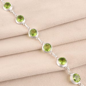 Peridot Bracelet, Handmade Bracelet, Peridot Gemstone Bracelet, 925 Sterling Silver Bracelet, Gift For Her, Birthday Gift, Green Bracelet