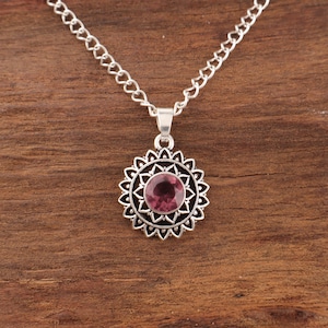 Rhodolite Garnet Gemstone Fancy Pendant 925 Sterling Silver Garnet Silver Handmade Round Cut Pendant Jewelry Gifts For Her