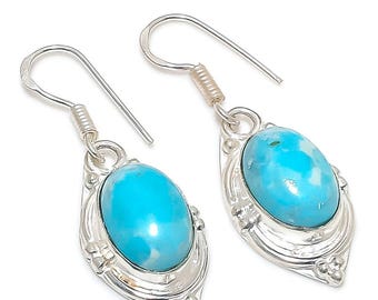 Larimar Gemstone 925 Sterling Silver Dangle Earrings