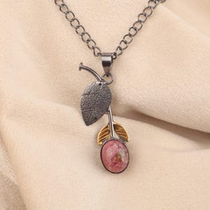 Rhodonite Pendant Rhodonite Silver Necklace 925 Sterling Silver Jewelry Handmade Rhodonite Jewelry Design Pendants Gift For Her