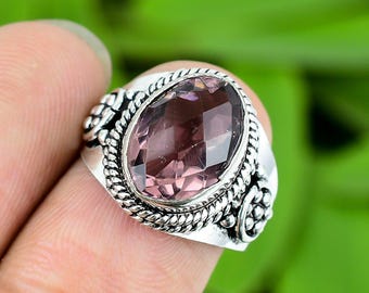Pink Amethyst Gemstone Ring, 925 Sterling Silver Ring, Amethyst Ring, February Birthstone Handmade Gift Ring, Amethyst Stone Gift For Women