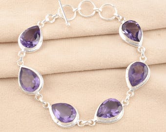 Iolite Gemstone Bracelet, 925 Sterling Silver Jewelry Bracelet, Purple Iolite Jewelry Bracelet For Women Bracelet Gifts Jewelry For Her