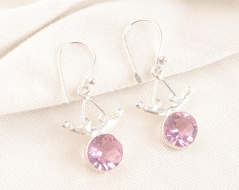Handmade Pink Kunzite Earrings: Boho Sterling Silver Jewelry