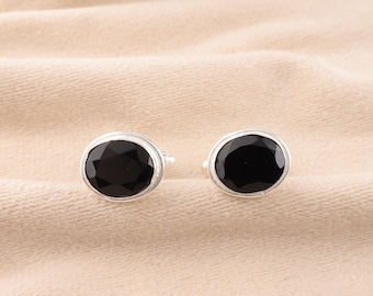Edelsteenmanchetknopen van zwarte onyx: handgemaakte sterlingzilveren huwelijkssieraden
