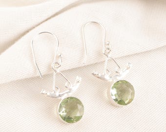 Green Amethyst Earrings, Handmade Prasiolite Gemstone Earrings, Dangle Gift for Women