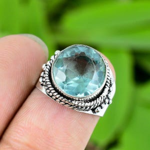 Blue Topaz Ring, 92.5% Sterling Silver Ring, Silver Blue Topaz Ring, Gemstone Ring, Sterling Silver Ring, Rings for Women