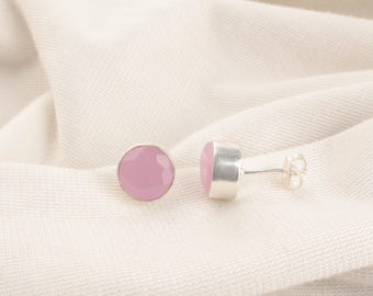 Pink Chalcedony Earrings: Handmade 925 Sterling Silver Dangle Earrings