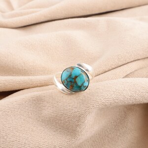 Blue Copper Turquoise Ring, Turquoise Ring, Sterling Silver Ring, Bohemian Ring, Turquoise Ring, Statement Ring, Ring For Her, Promise Ring