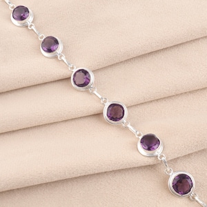 Amethyst Gemstone Bracelet, 925 Sterling Silver Jewelry Bracelet, Purple Amethyst Gemstone Jewelry Bracelet For Women Bracelet Gifts For Her