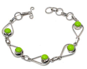 Kyanite Green Gemstone Bracelet Handmade 925 Sterling Silver Bracelet