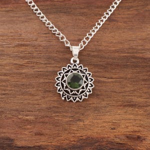 Green Tourmaline Pendant, Tourmaline Pendant with Silver Chain Pendant, Tourmaline Gemstone Handmade 925 Sterling Silver Jewelry Pendant