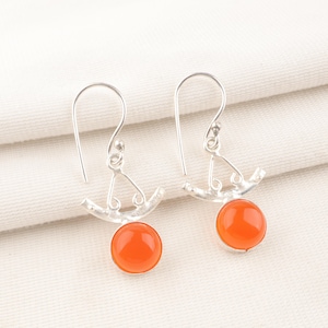 Carnelian Earring, Women Earring, 925 Sterling Silver, Gemstone Jewelry, Silver Stone Jewelry, Minimalist Earrings, Handmade Earring