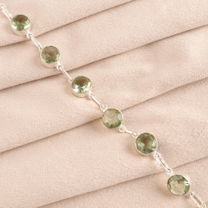 Green Amethyst Gemstone Handmade 925 Sterling Silver Bracelet Adjustable Chain Bracelet, Handmade Bracelet Gifts For Her Gift For Her