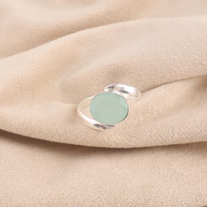 Aqua Chalcedony Ring | 925 Sterling Silver Ring | Oval Shape Ring | Aqua Stone Ring | Handmade Ring | Boho Silver Ring | Christmas Gift
