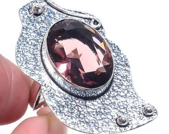 Rosa Amethyst Edelstein handgemachte ethnische 925 Sterling Silber Ring Größe 9