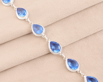 Tanzanite Bracelet Handmade Gemstone Jewelry 925 Sterling Silver Bracelet Tanzanite Adjustable Chain Bracelet Amazing Jewelry For Gift