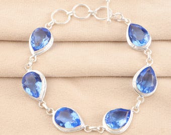 Tanzanite Bracelet, Blue Violet Tanzanite Gemstone Bracelet, December Birthstone Jewelry, Sterling Silver Bracelet, Gift for Her