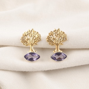 Natural Iolite Earrings, Blue Gemstone Earrings, Iolite Stud Earrings, 925 Sterling Silver Jewelry, Anniversary Gift, Earrings For Women