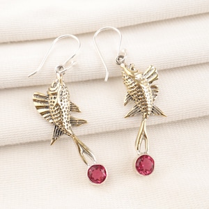 Pink Rubellite Earrings, Pink Gemstone Earrings, Drop & Dangle Earrings, 925 Sterling Silver Jewelry, Wedding Gift, Earrings For Gift