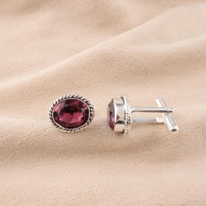 Boutons de manchette en améthyste, bijoux en argent sterling 925, boutons de manchette pour homme, boutons de manchette de chemise cadeau pour père, boutons de manchette en pierre gemme rose