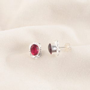 Pink Rubellite Gemstone Daily Wear Earrings, Pink Stud Earrings, 925 Sterling Silver Jewelry, Birthday Gift, Earrings For Mother