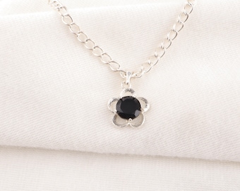 Colgante de ónix negro en plata de ley 925 - Piedra preciosa redonda, hecho a mano