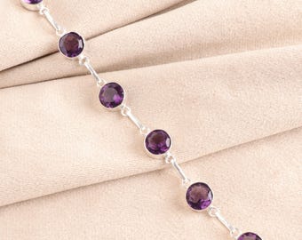 Amethyst Armband - Handgefertigtes Sterling Silber Edelstein Armband für Frauen