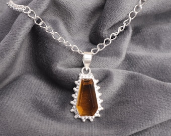 Citrine Pendant in 925 Sterling Silver | Handmade Citrine Gemstone Pendant for Chain | Elegant Jewelry | Gift for Her
