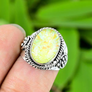 Australian Opal 925 Sterling Silver Ring, Triplet Fire Opal Ring, Handmade Design Silver Ring, Oval Shape Opal Ring, Gift For Her