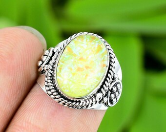 Australian Opal Sterling Silver Ring: Handmade Triplet Fire Opal, Size 6