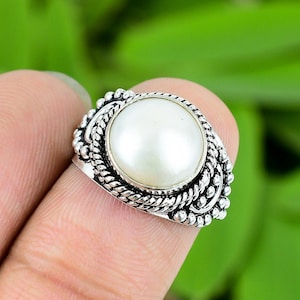 Pearl Ring, Solid Silver Ring, Natural Fresh Water Pearl Ring, Ring For Her, Women Ring, Handmade Ring, Silver Statement Ring, Gift For Her