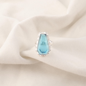 Swiss Blue Topaz Ring 925 Sterling Silver Gemstone Engagement Ring For Women, Promise Ring November Birthstone Anniversary Gift For Her