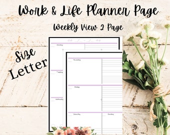 2 Page Weekly Calendar View for Rocketbook Planner Digital Download