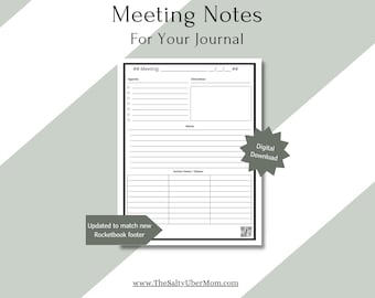 Página del diario de notas de la reunión: compatible con Rocketbook (descarga digital)