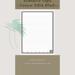 Narrow Ruled Lined Page Digital Download Journal Page for Rocketbook