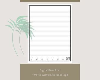 Página rayada para la descarga digital de la agenda Rocketbook (rayado estrecho)