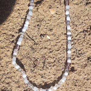 Crescent Moon Shell Necklace - Handmade Resin Pendant