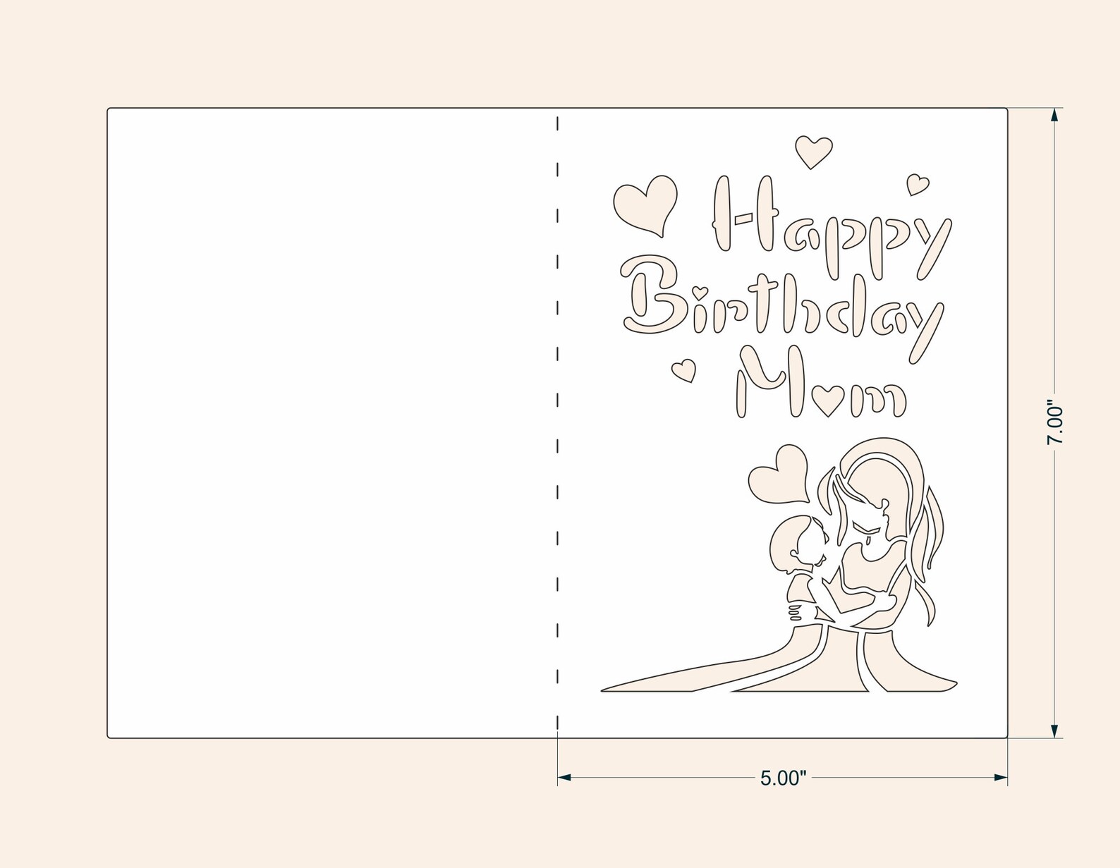 Happy Birthday mom card SVG papercut template Etsy