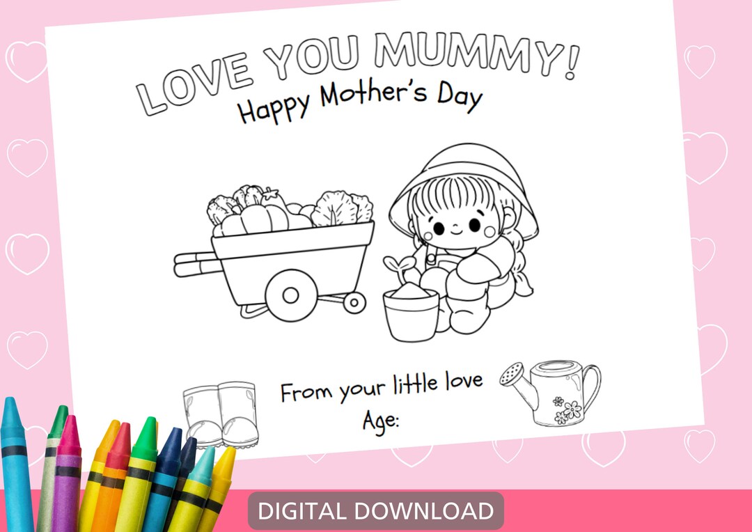 LOVE YOU MUMMY! Printable Mother's Day Colouring Page. Instant Digital ...