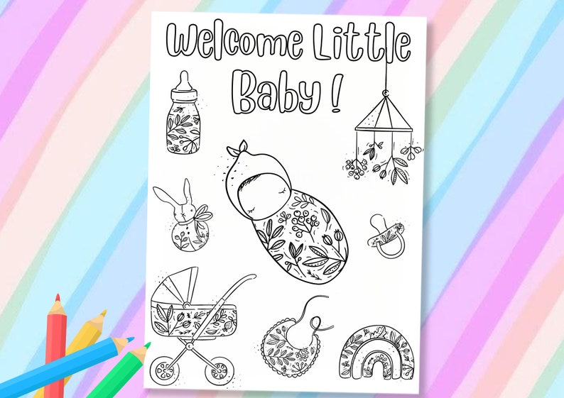 Instant Download - Printable New Baby Card - Instant Digital Download (PDF) a Welcome Baby Card ...