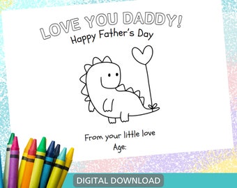 ¡TE AMO PAPI! Página para colorear imprimible del Día del Padre. Descarga digital instantánea (pdf) Diseño simple adecuado para niños pequeños y niños