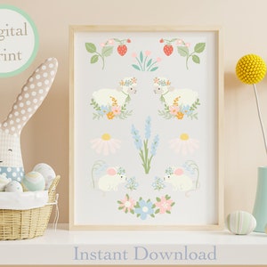 Digital Farm Animals Print Download - DIGITAL DOWNLOAD, Baby Nursery Wall Decor, Pastel Bedroom Decor, Girls or Boys Bedroom Decor