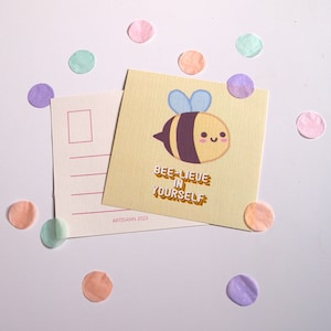 -Biene-an sich selbst Postkarte | handgemalte Postkarte | süße kawaii Illustration als Kunstdruck