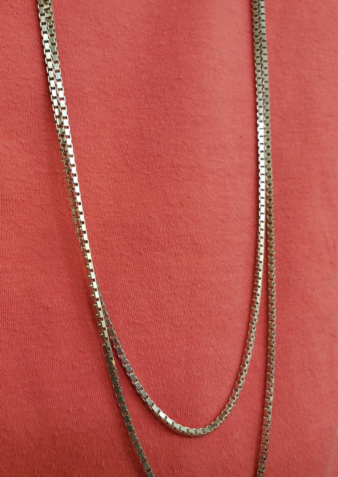 Very Long Sterling Silver Box Chain Necklace Etsy