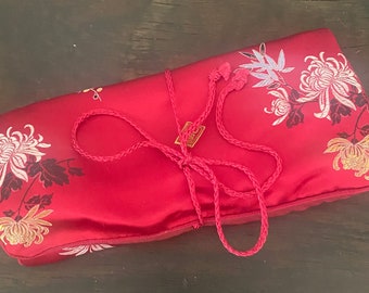 Red Silk Brocade Jewelry Organizer