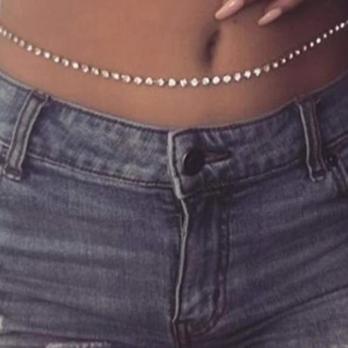 Glam Statement Beaded Rhinestone Belly Waist Chain Jewellery Etsy